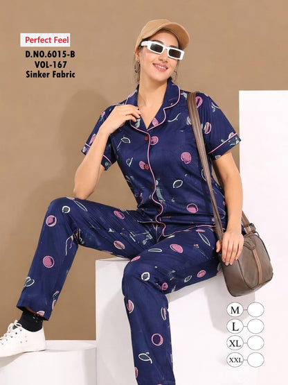 Vol 167 Perfect Feel Sinker Collar Night Suits Exporter India