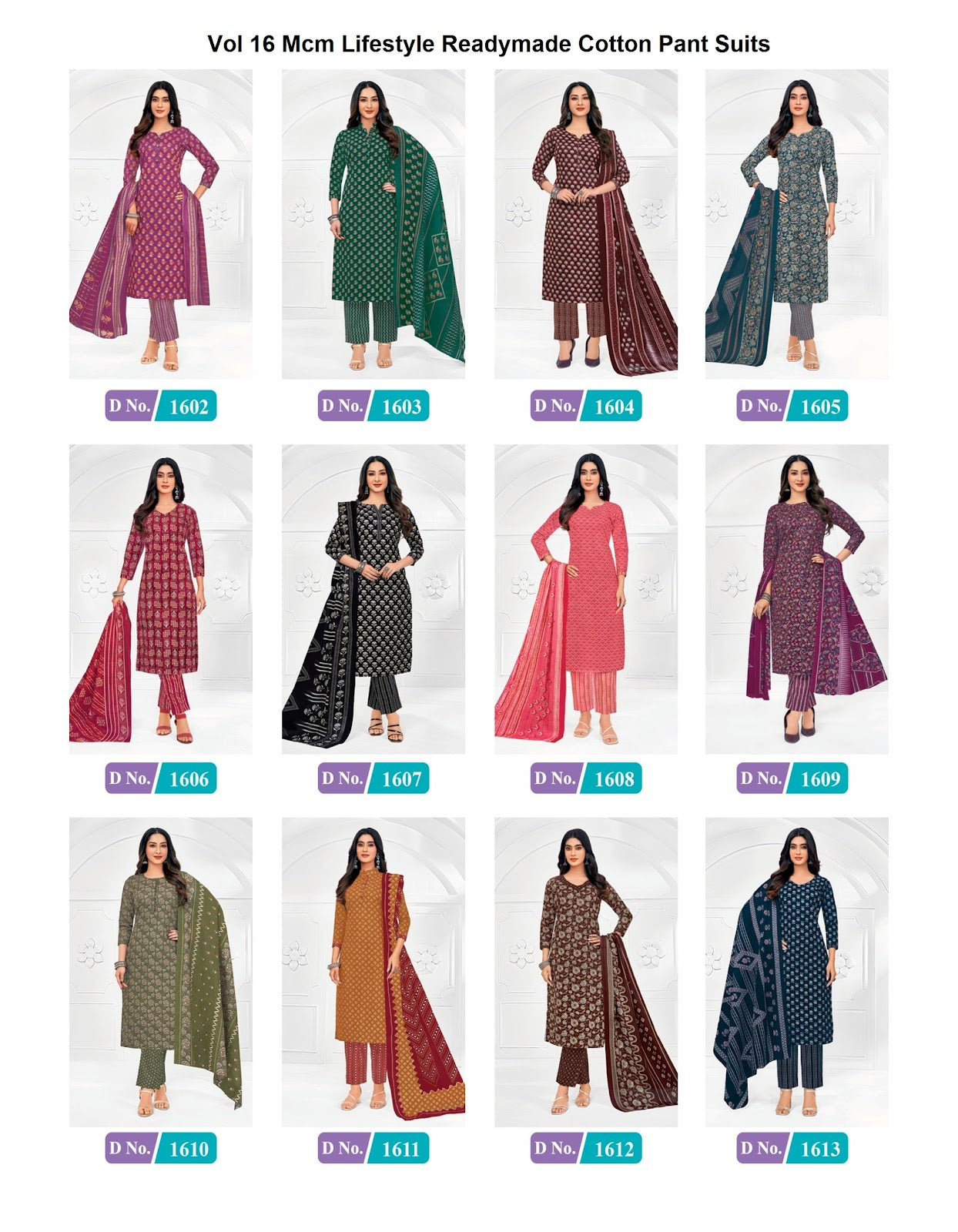 Vol 16 Mcm Lifestyle Readymade Cotton Pant Suits Wholesale Price