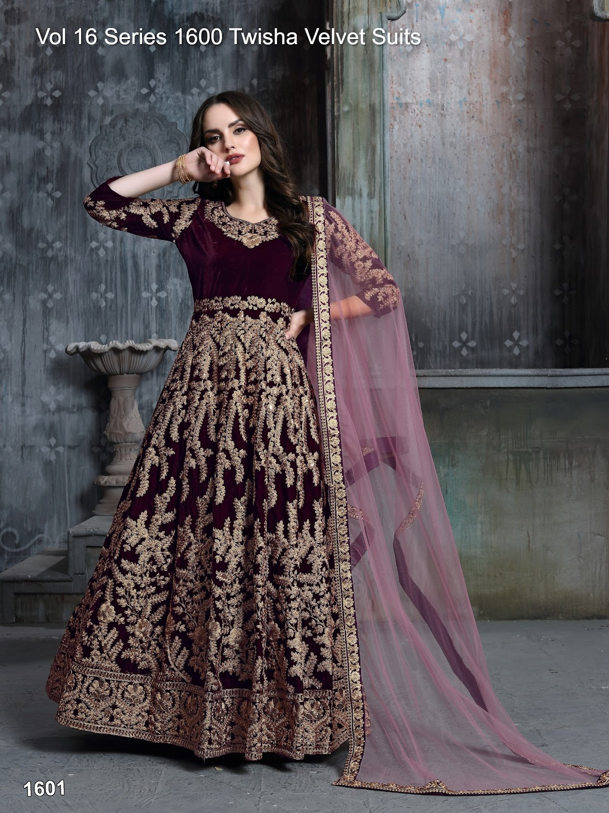Vol 16 Series 1600 Twisha Velvet Suits Exporter Ahmedabad
