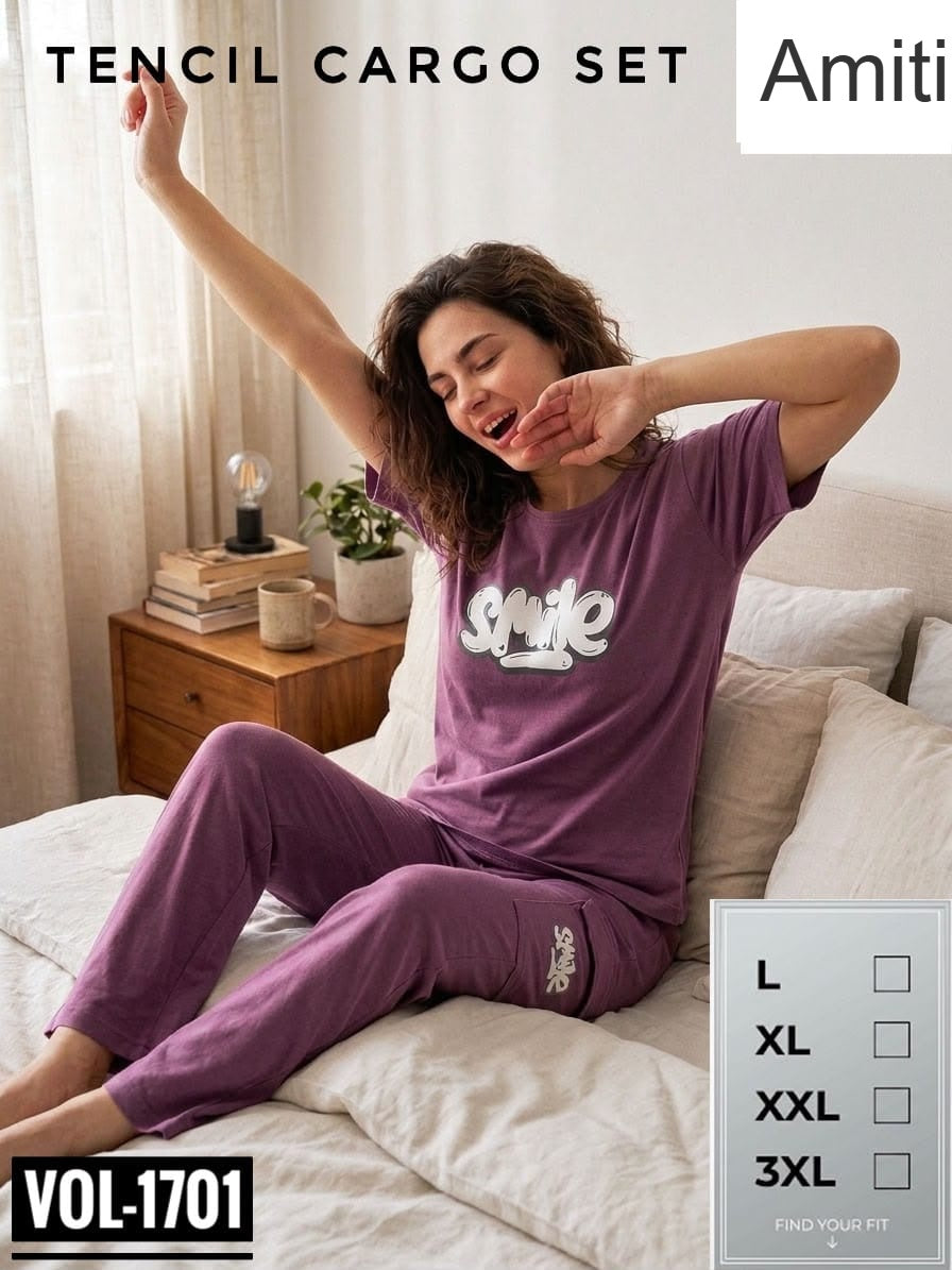 Vol 1701 Cargo Amiti Tencil Pyjama Night Suits Wholesale Rate