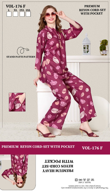 Vol 176 Jyc Rayon 22Kg Co Ord Set Wholesale Price