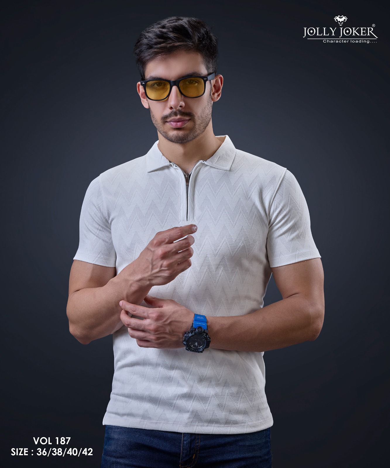 Vol 187 Jolly Joker Cotton Jacquard Mens Tshirts Exporter India