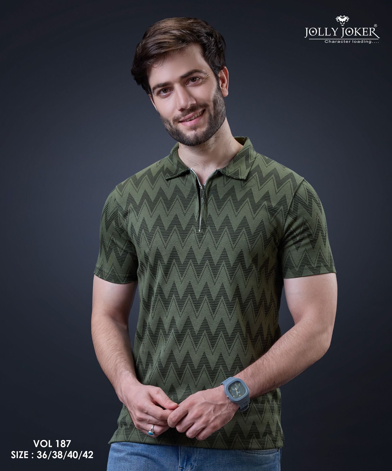 Vol 187 Jolly Joker Cotton Jacquard Mens Tshirts Exporter India