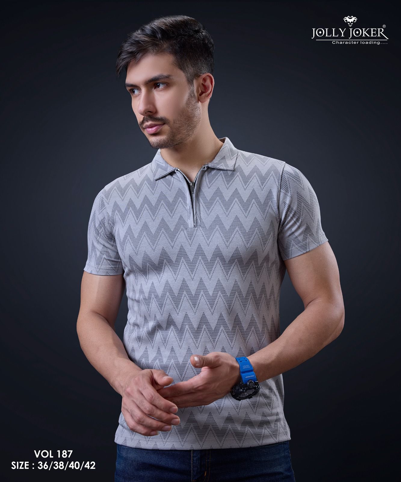 Vol 187 Jolly Joker Cotton Jacquard Mens Tshirts Exporter India