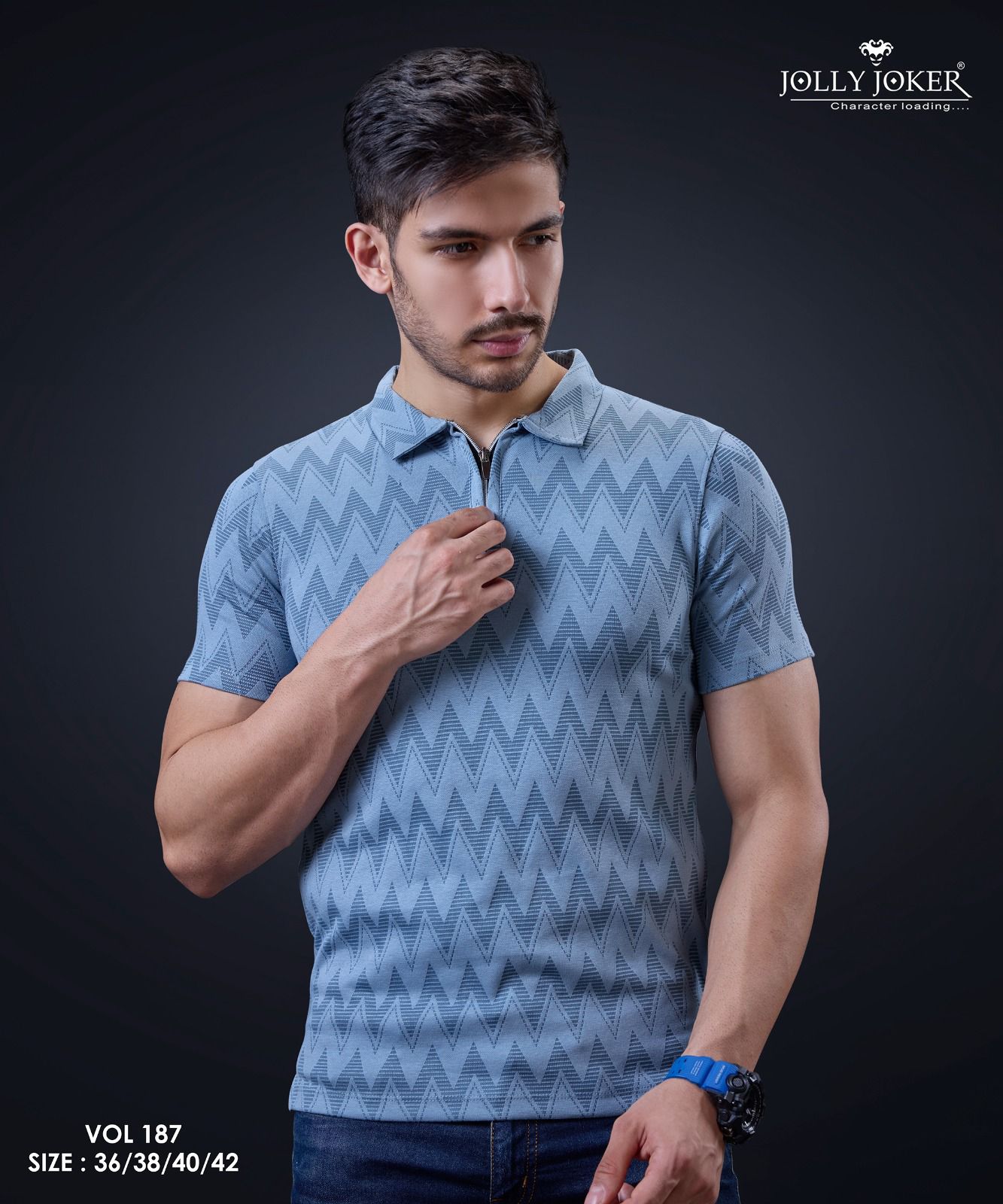 Vol 187 Jolly Joker Cotton Jacquard Mens Tshirts Exporter India