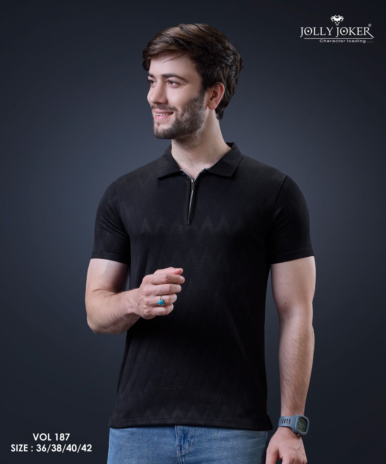 Vol 187 Jolly Joker Cotton Jacquard Mens Tshirts Exporter India