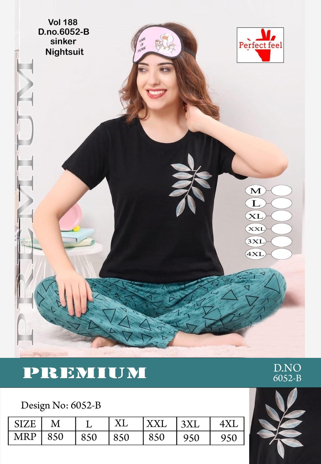 Vol 188 6052 Perfect Feel Sinker Pyjama Night Suits Wholesale
