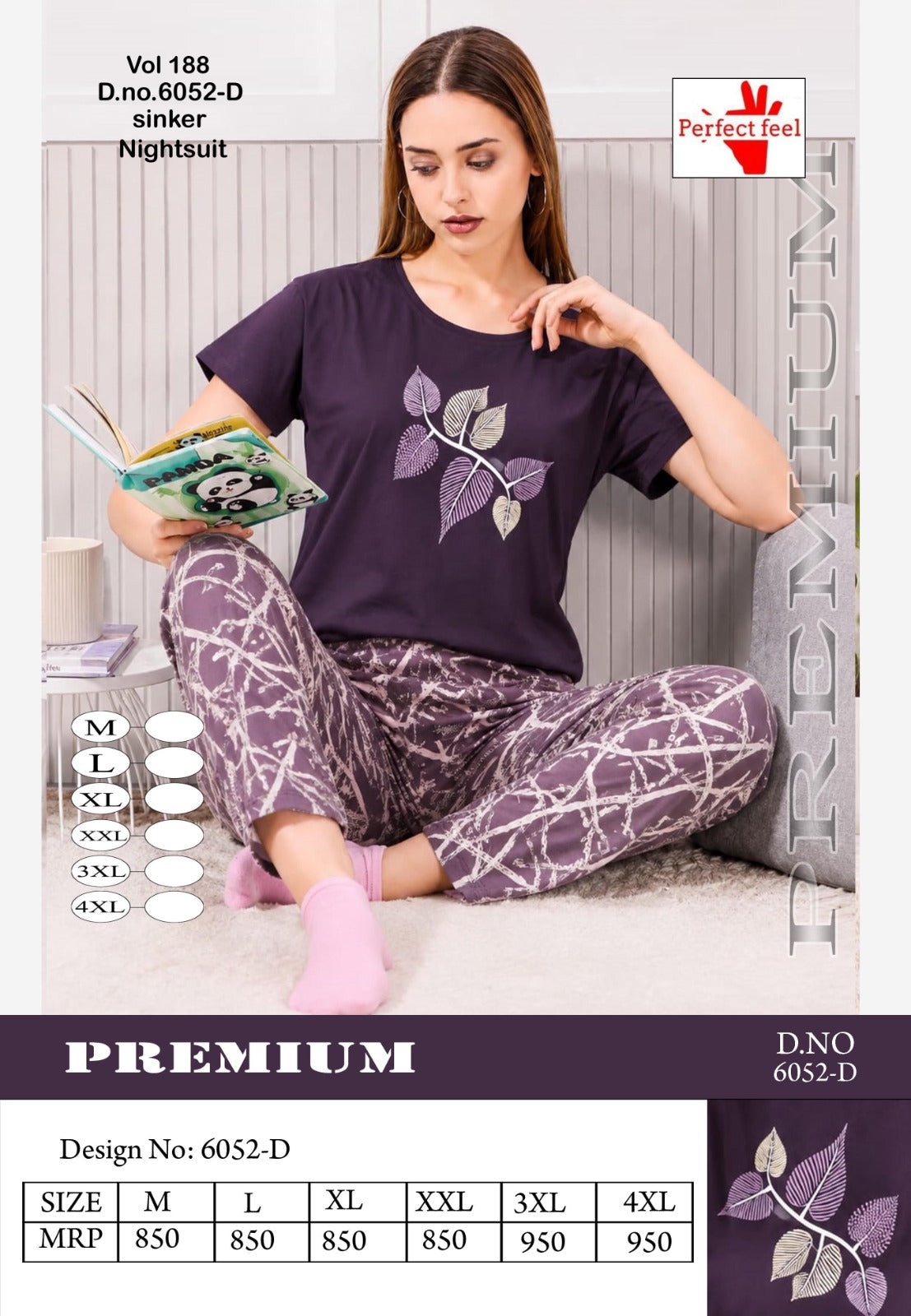 Vol 188 6052 Perfect Feel Sinker Pyjama Night Suits Wholesale