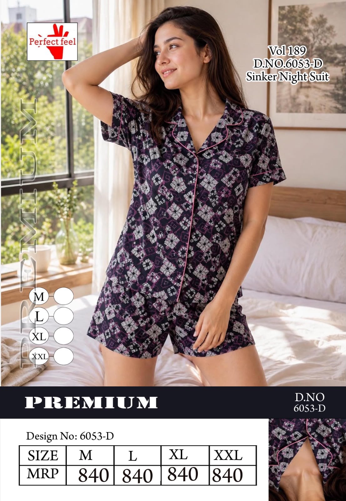 Vol 189 Dno 6053 Perfect Feel Sinker Shorts Night Suits Wholesale Rate