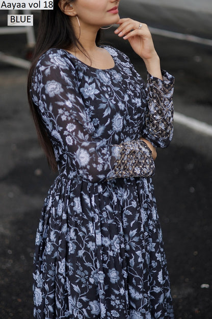Vol 18 Aayaa Faux Georgette One Piece Gown Wholesaler India