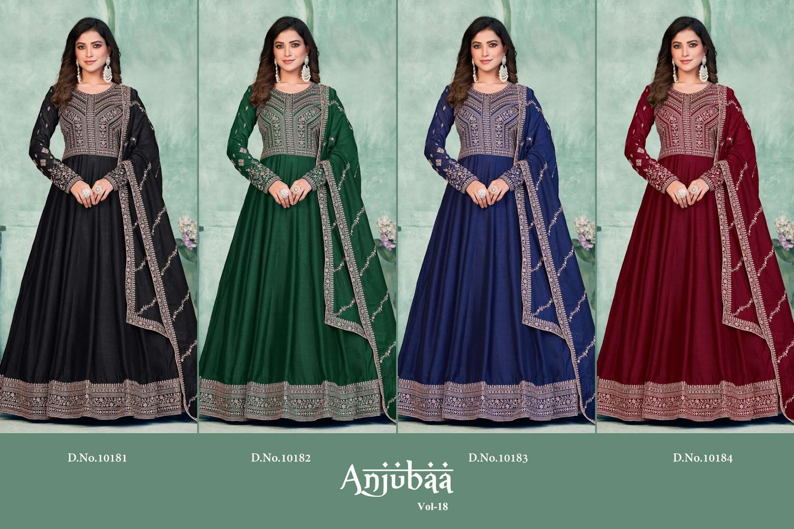 Vol 18 Anjubaa Art Silk Anarkali Salwar Suits Wholesale Price