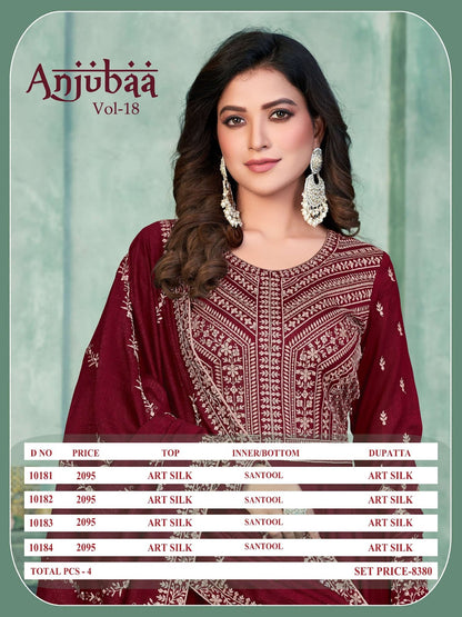 Vol 18 Anjubaa Art Silk Anarkali Salwar Suits Wholesale Price