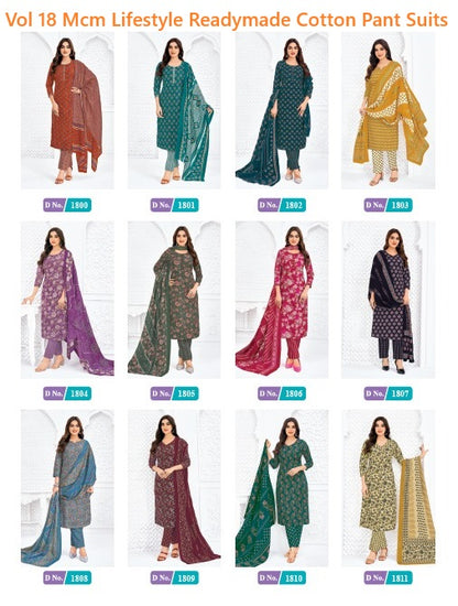 Vol 18 Mcm Lifestyle Readymade Cotton Pant Suits Wholesale