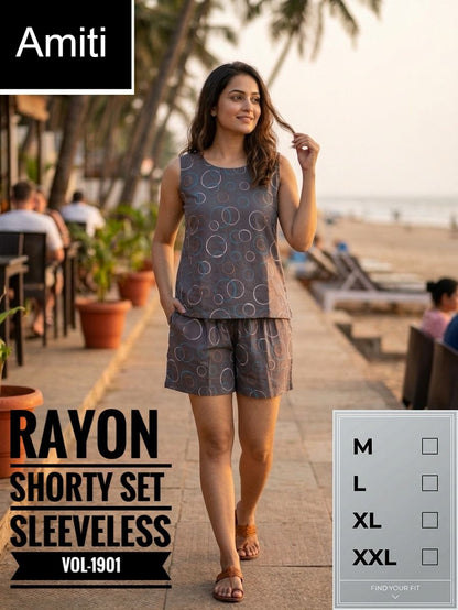Vol 1901 Amiti Cotton Rayon Shorts Night Suits Exporter Ahmedabad