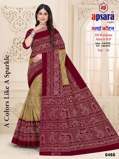Vol 19 Design 2 Apsara Print Cotton Sarees Wholesale