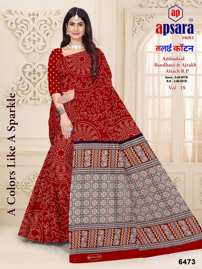 Vol 19 Design 3 Apsara Print Cotton Sarees Manufacturer