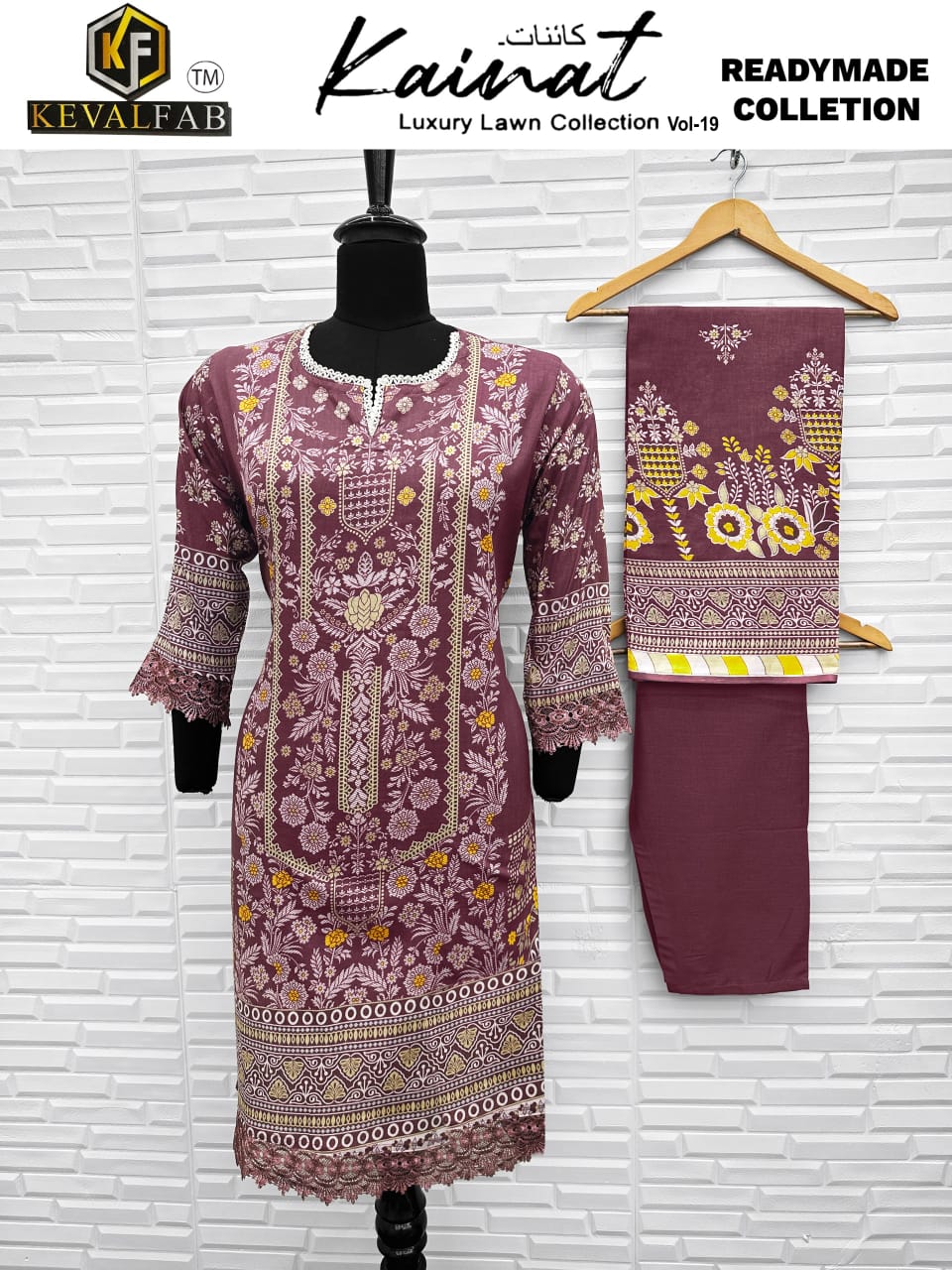 Vol 19 Kainat Luxury Lawn Collection Keval Fab Cotton Karachi Readymade Suits Supplier India