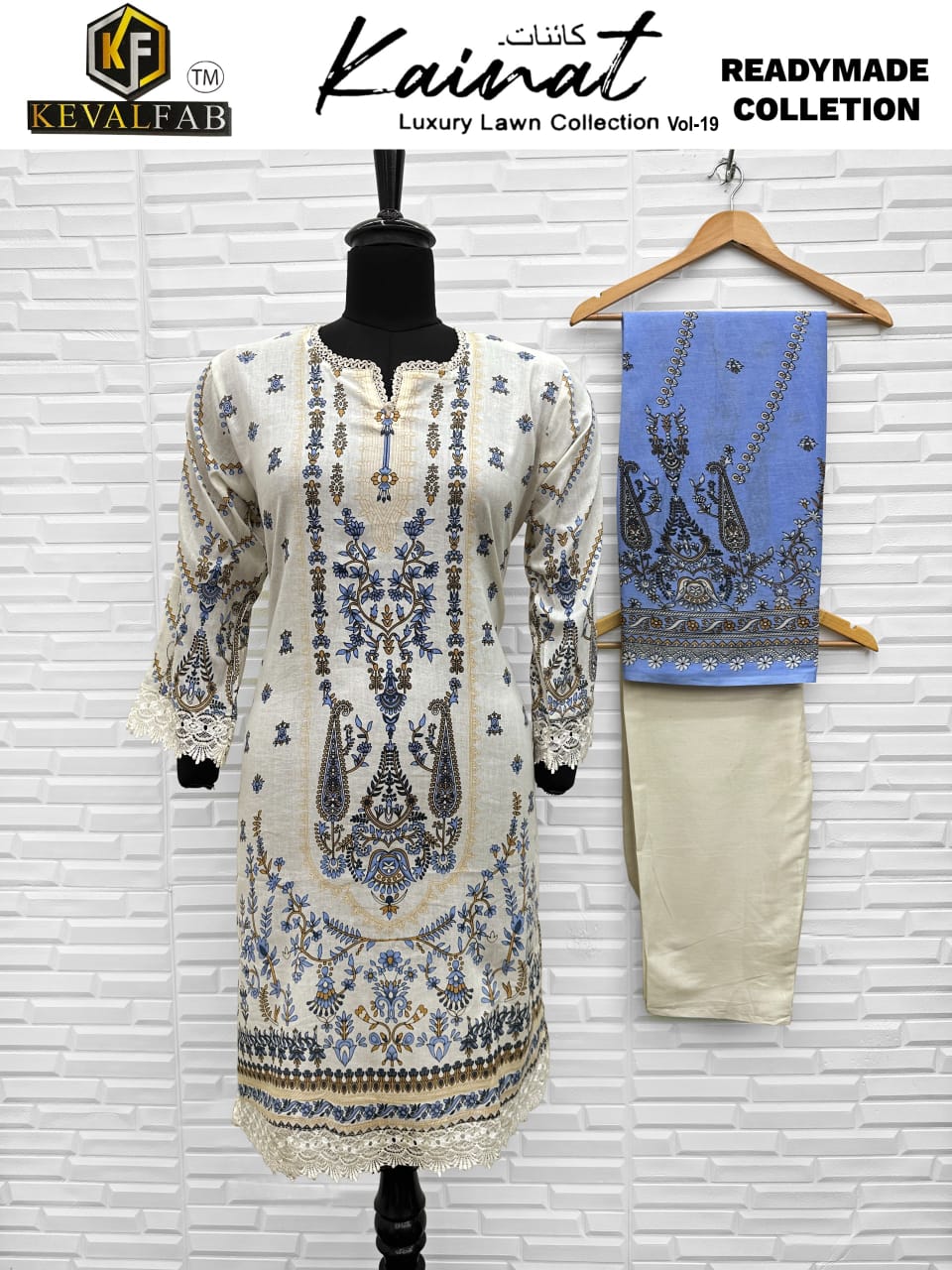 Vol 19 Kainat Luxury Lawn Collection Keval Fab Cotton Karachi Readymade Suits Supplier India
