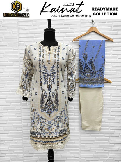 Vol 19 Kainat Luxury Lawn Collection Keval Fab Cotton Karachi Readymade Suits Supplier India