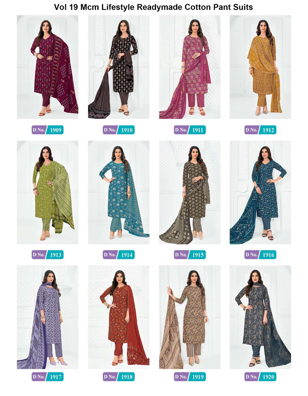 Vol 19 Mcm Lifestyle Readymade Cotton Pant Suits Wholesale