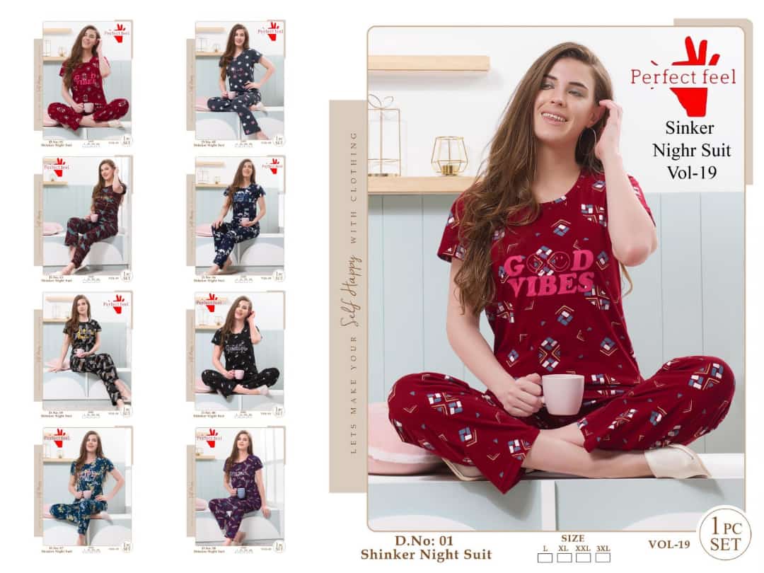 Vol 19 Perfect Feel Sinker Pyjama Night Suits Wholesale Price