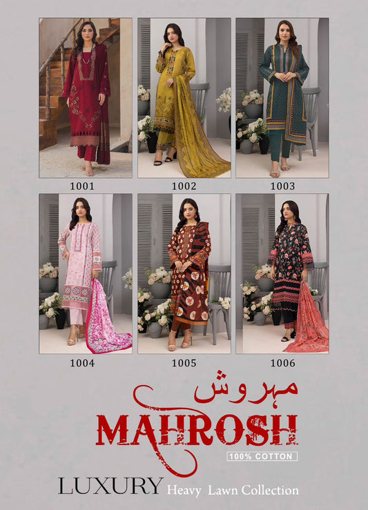 Vol 1 Luxury Heavy Lawn Collection Mahrosh Cotton Karachi Salwar Suits Wholesale Price