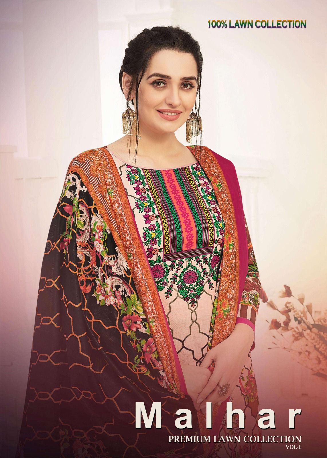 Vol 1 Premium Lawn Collection Malhar Mix Cotton Karachi Salwar Suits Manufacturer
