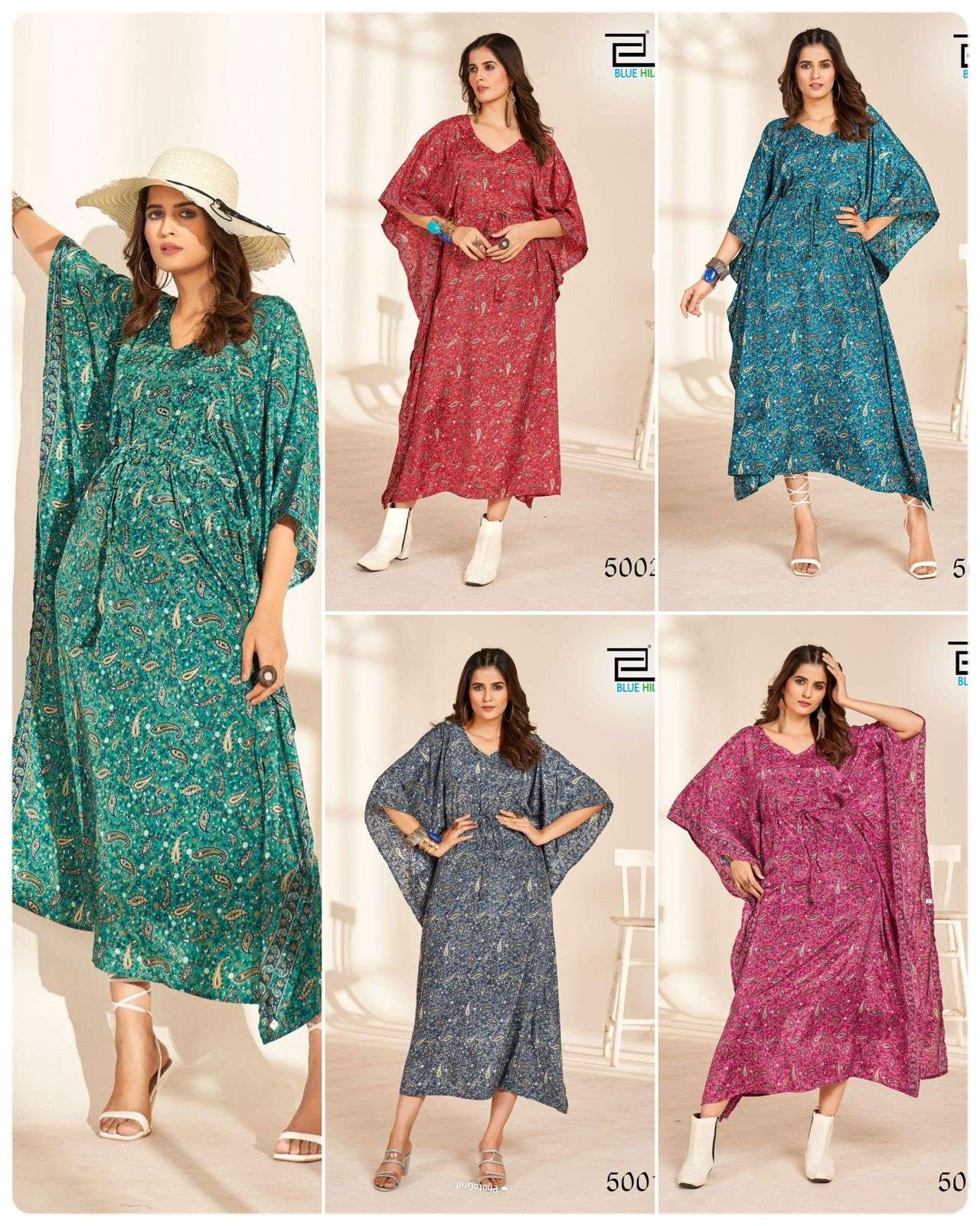 Vol 2.0 Blue Hills French Crepe Kaftans Supplier