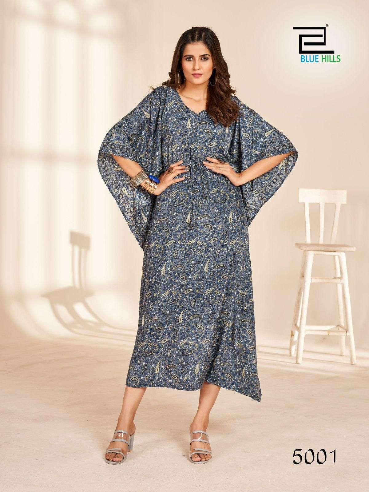Vol 2.0 Blue Hills French Crepe Kaftans Supplier