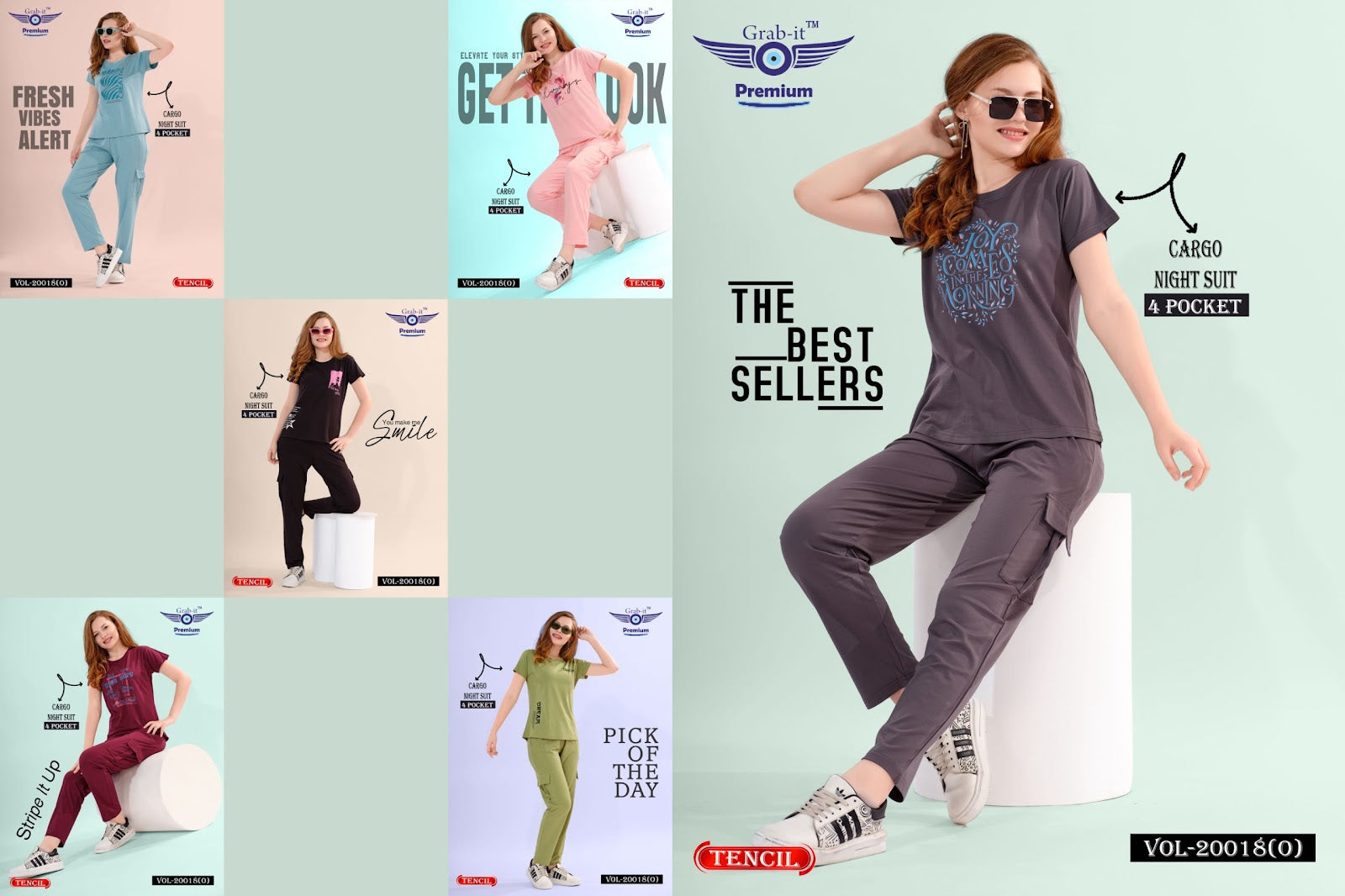 Vol 20018 0 Grab It Tencil Pyjama Night Suits Supplier Ahmedabad