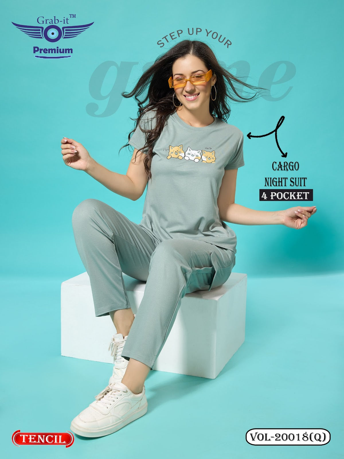 Vol 20018 Q Grab It Tencil Pyjama Night Suits Wholesaler