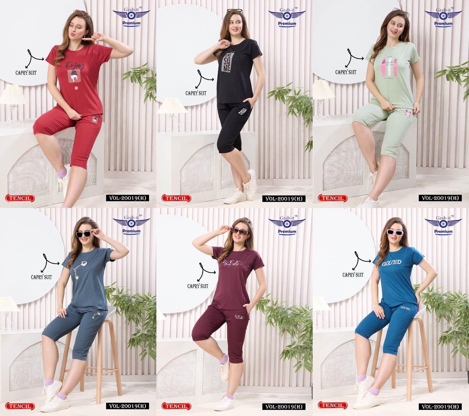 Vol 20019 H Grab It Tencil Capri Night Suits Wholesale Price