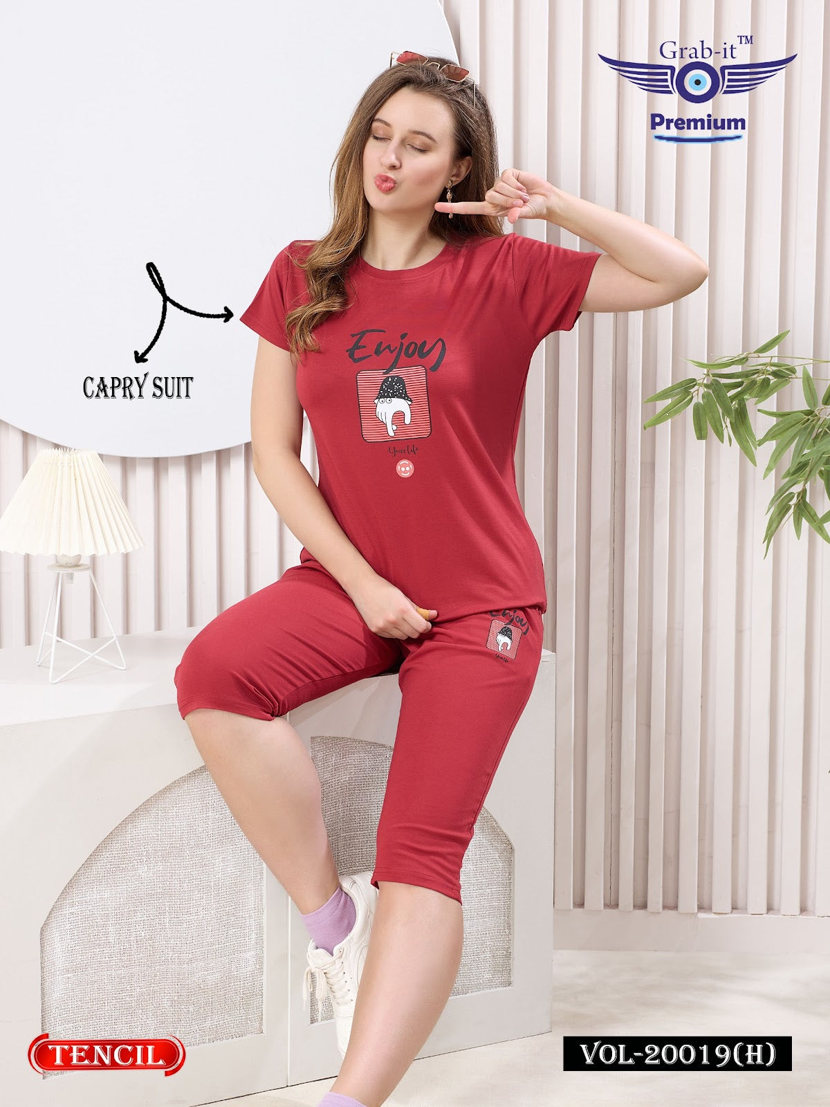 Vol 20019 H Grab It Tencil Capri Night Suits Wholesale Price