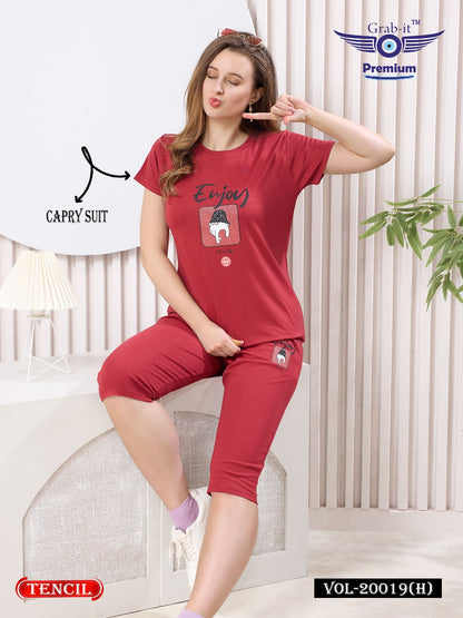 Vol 20019 H Grab It Tencil Capri Night Suits Wholesale Price