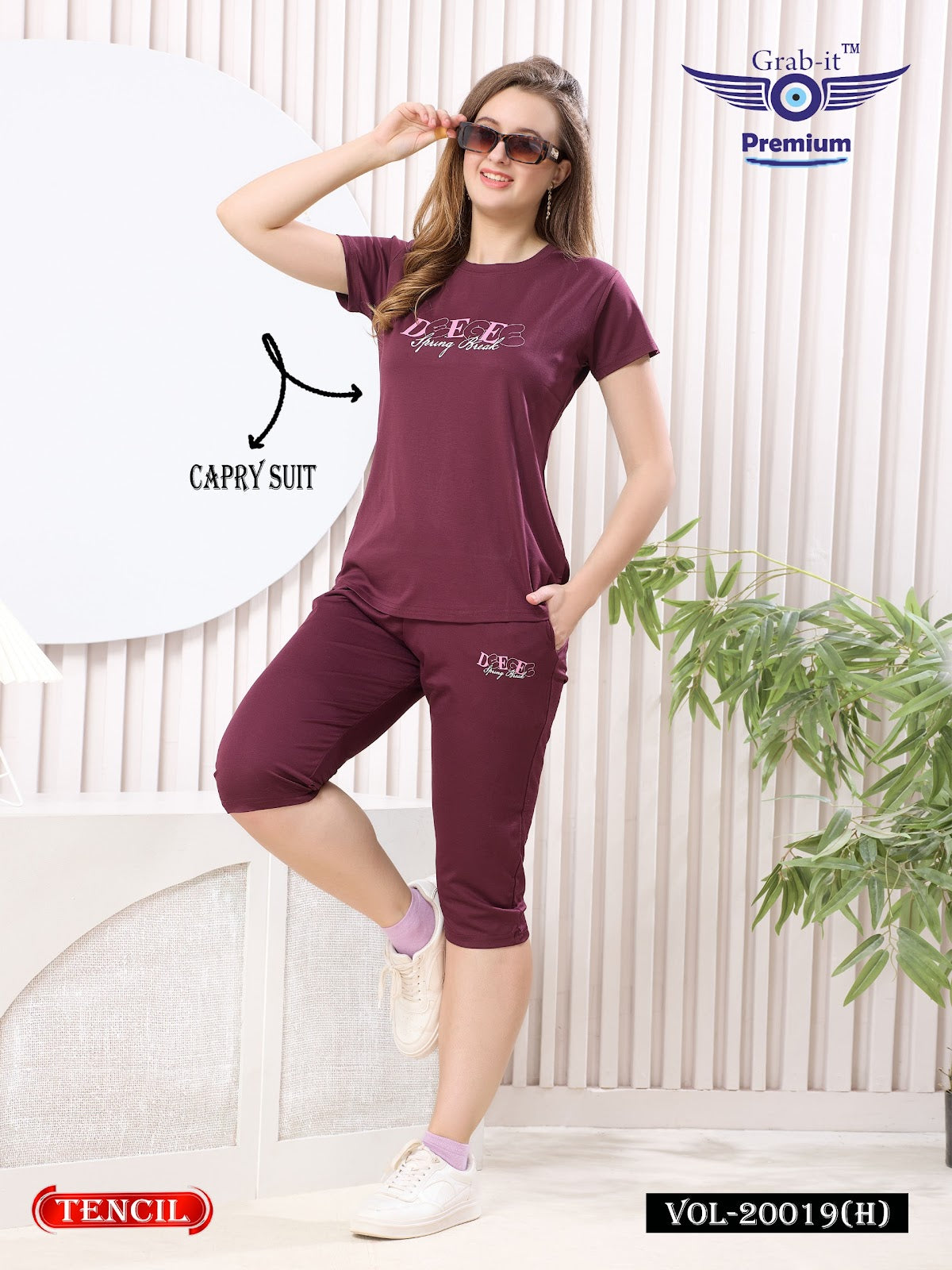Vol 20019 H Grab It Tencil Capri Night Suits Wholesale Price