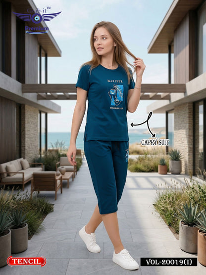 Vol 20019 I Grab It Tencil Capri Night Suits Wholesaler Ahmedabad