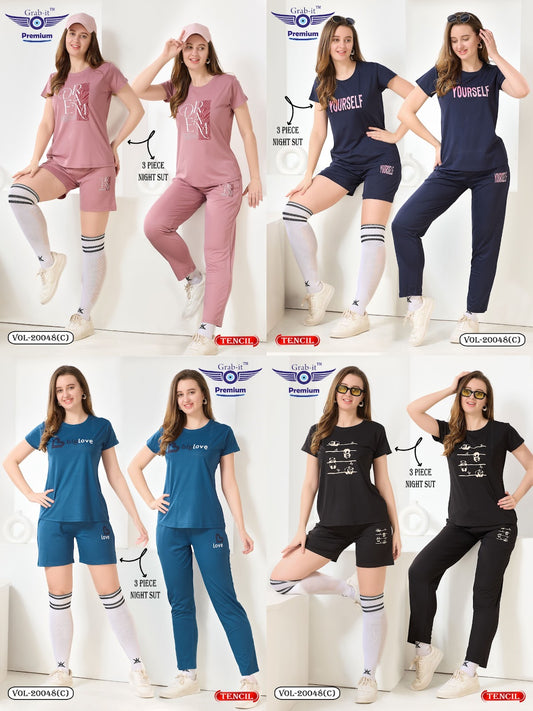 Vol 20048 C Grab It Tencil Shorts Pyjama Night Suits Exporter Ahmedabad