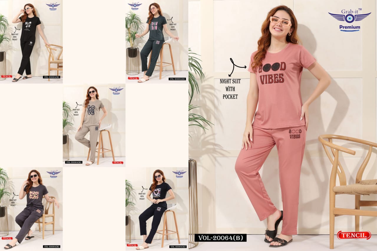 Vol 20064 B Grab It Tencil Pyjama Night Suits Wholesaler