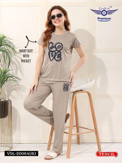 Vol 20064 B Grab It Tencil Pyjama Night Suits Wholesaler