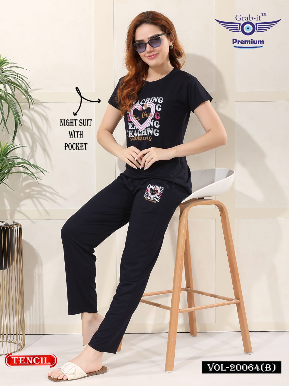 Vol 20064 B Grab It Tencil Pyjama Night Suits Wholesaler