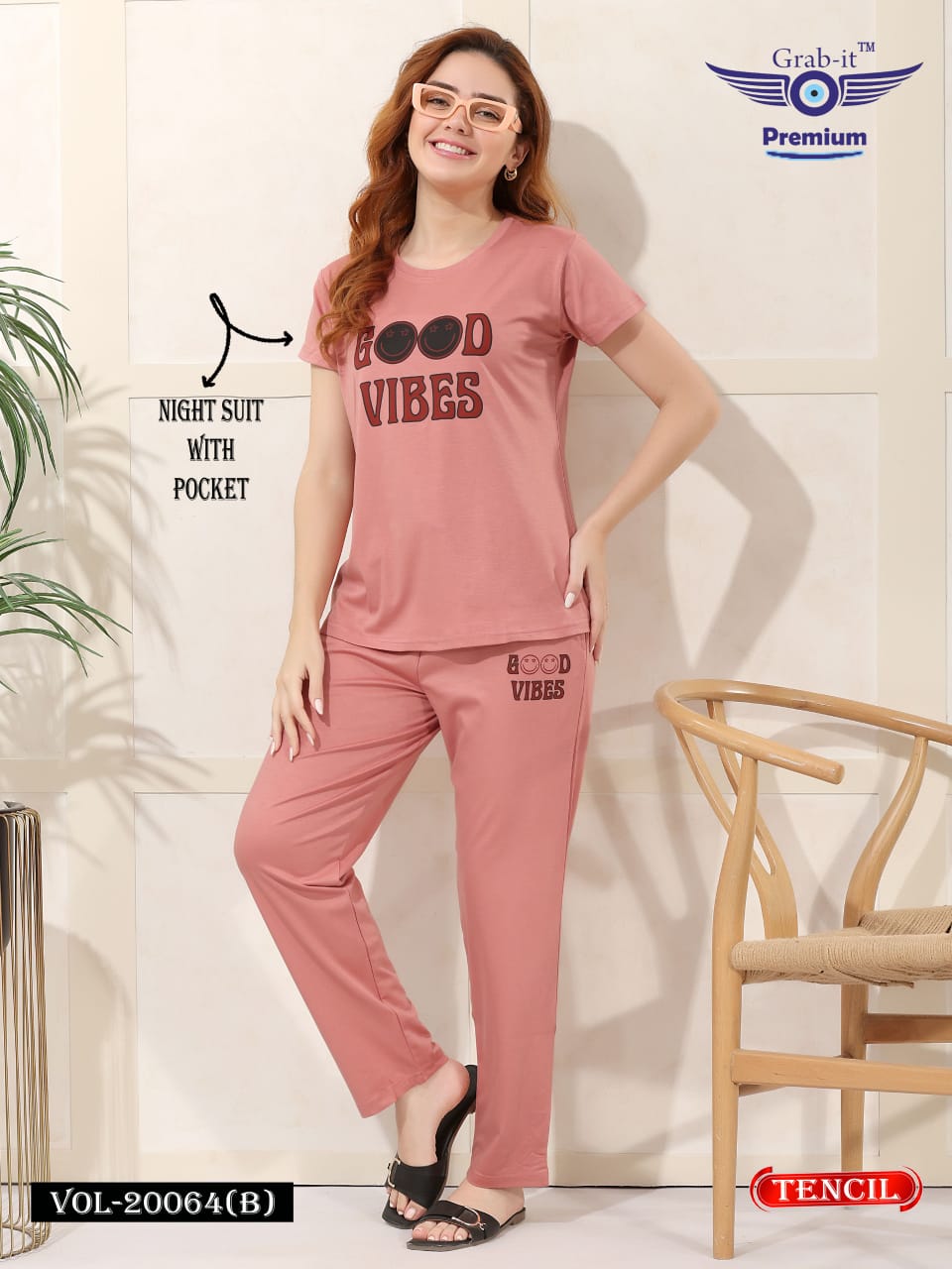 Vol 20064 B Grab It Tencil Pyjama Night Suits Wholesaler
