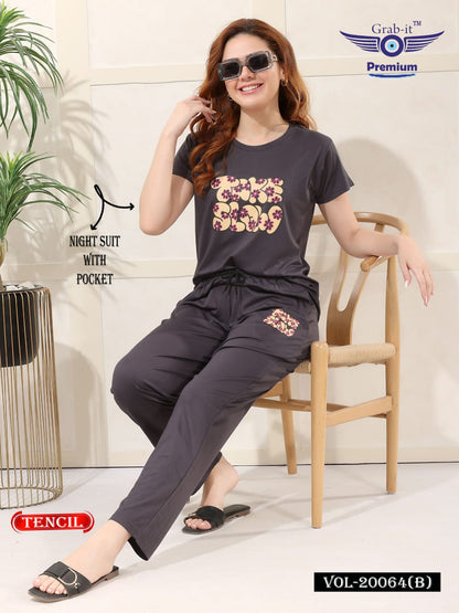 Vol 20064 B Grab It Tencil Pyjama Night Suits Wholesaler