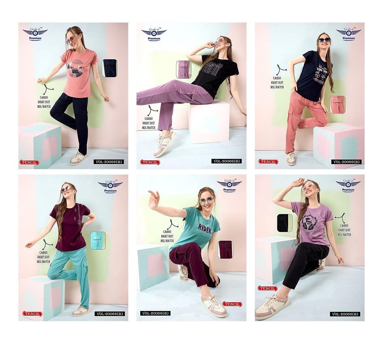 Vol 20066 B Cargo Mix Match Grab It Imported Pyjama Night Suits Wholesale Rate