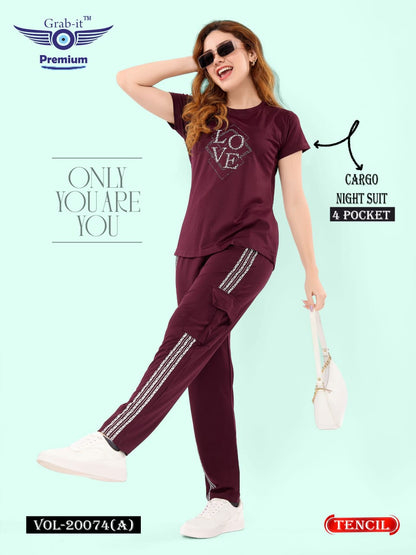 Vol 20074 A Cargo Grab It Tencil Pyjama Night Suits Exporter India