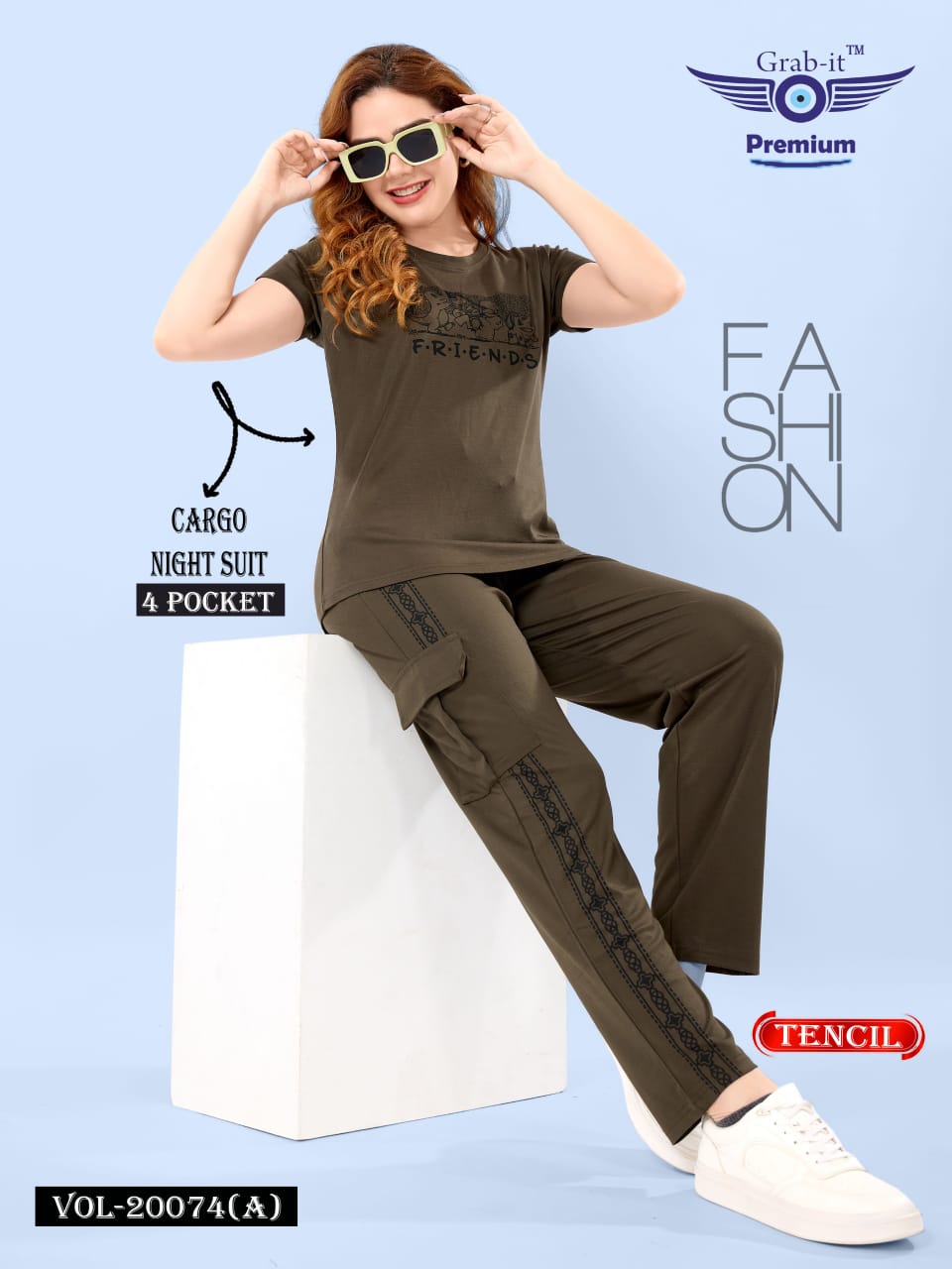 Vol 20074 A Cargo Grab It Tencil Pyjama Night Suits Exporter India