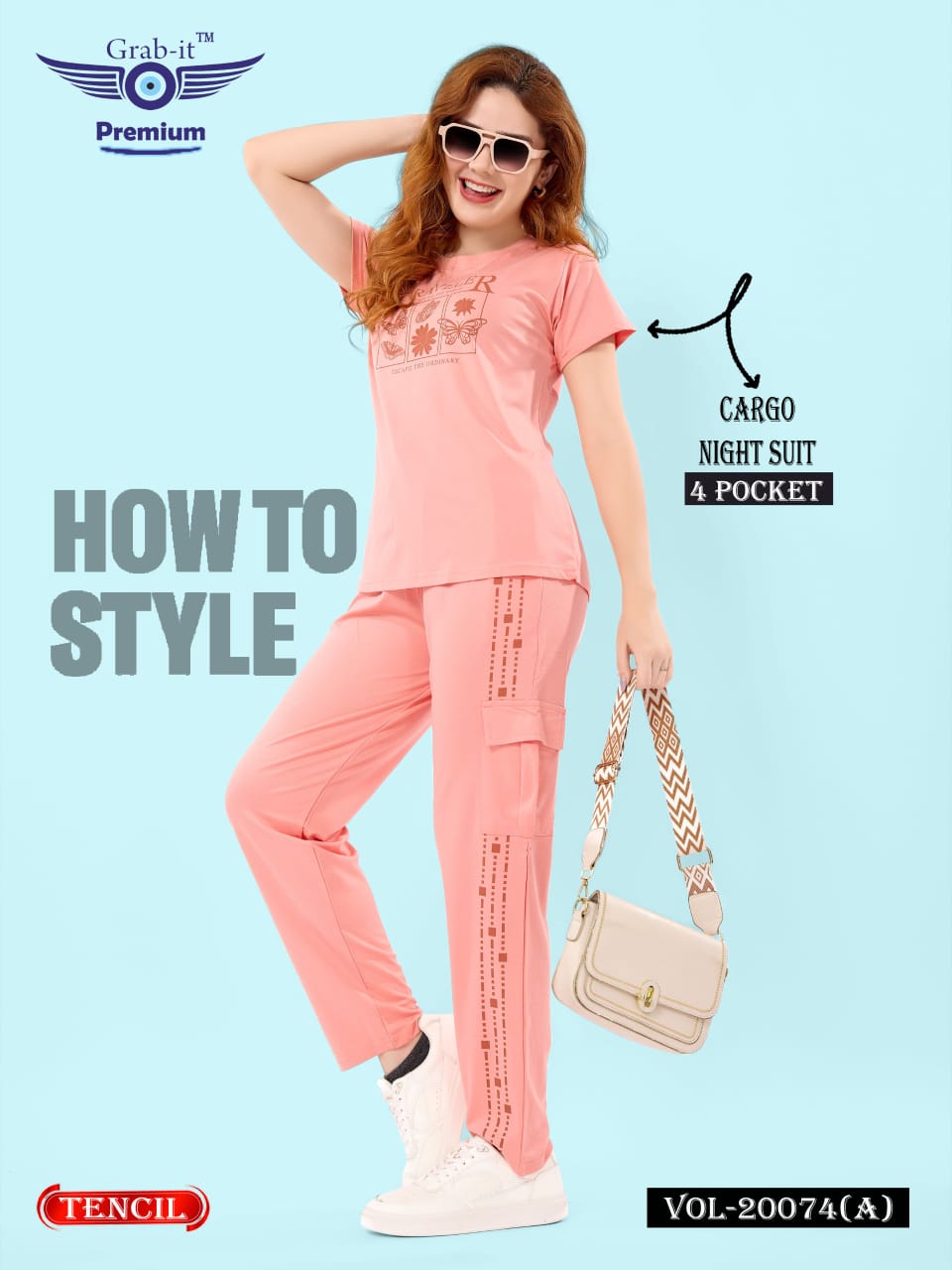 Vol 20074 A Cargo Grab It Tencil Pyjama Night Suits Exporter India