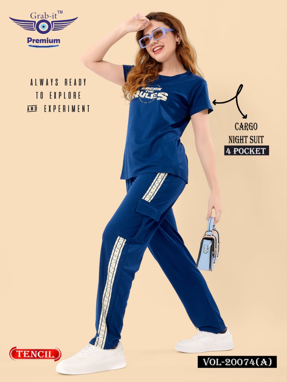 Vol 20074 A Cargo Grab It Tencil Pyjama Night Suits Exporter India