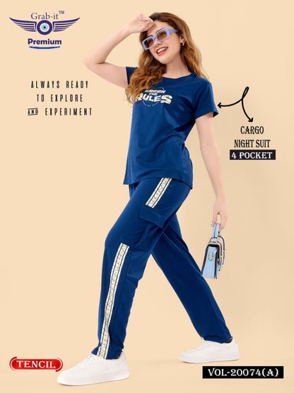 Vol 20074 A Cargo Grab It Tencil Pyjama Night Suits Exporter India