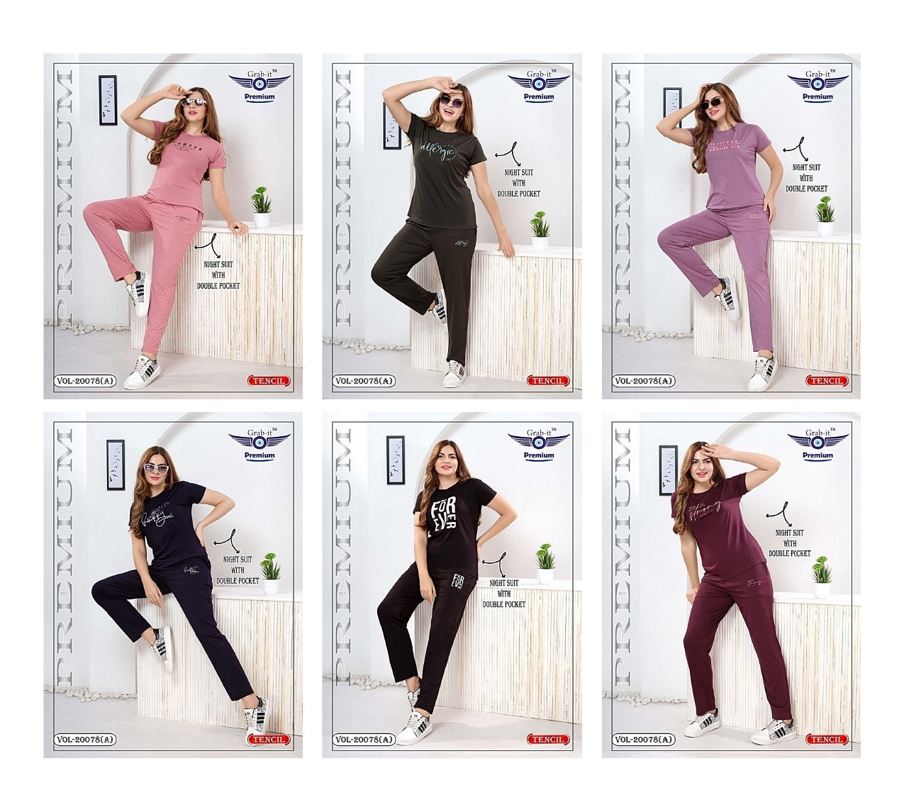 Vol 20078 A Grab It Tencil Pyjama Night Suits Wholesaler Gujarat