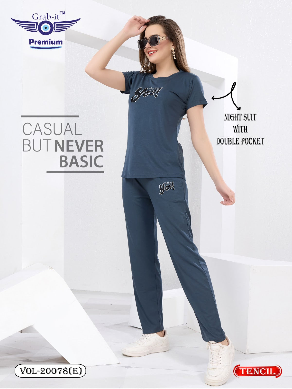 Vol 20078 E Grab It Tencil Pyjama Night Suits Wholesale Rate